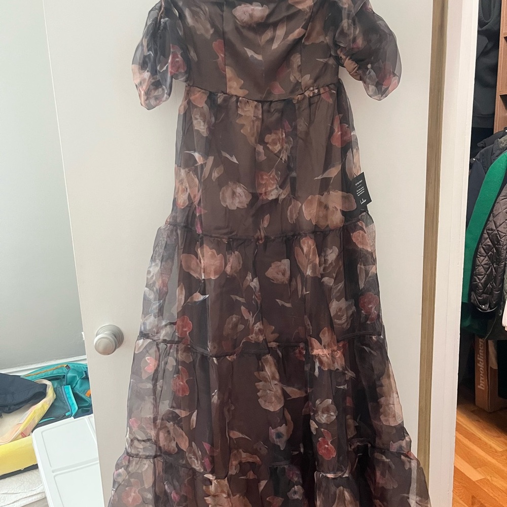 Lulu's Elegant Puff Sleeve Dress